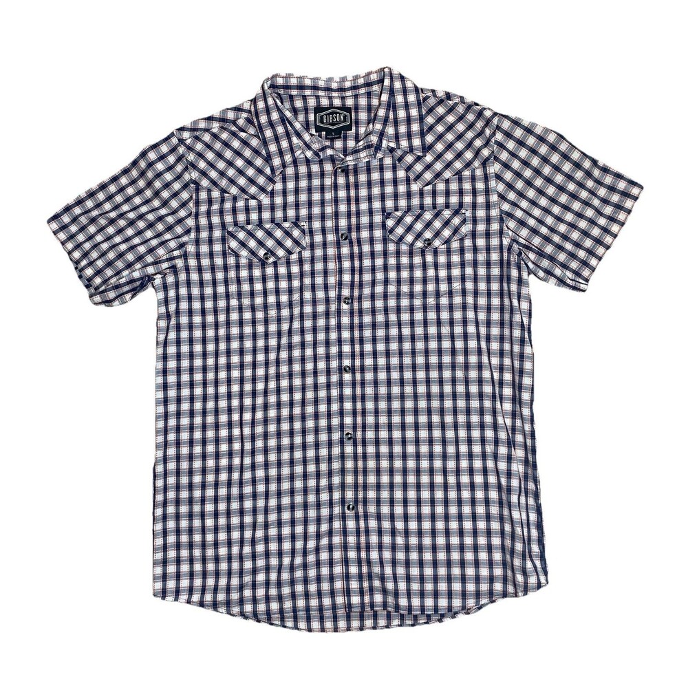 Gibson Trading Company Men's Large Plaid Pearl Snap Western Shirt L